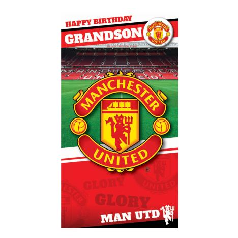 Grandson Manchester United Birthday Card with Badge £2.69